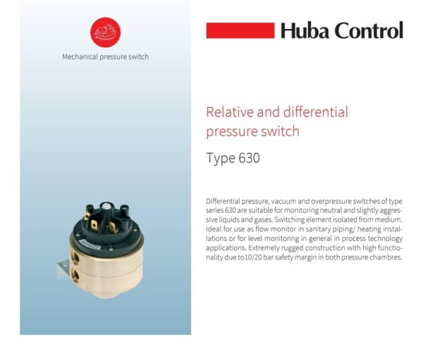 پرشر سوییچ (دلتا پی) هوبا کنترل مدل ۶۳۰ Mechanical Pressure switch HUBA CONTROL type 630 - Image 3